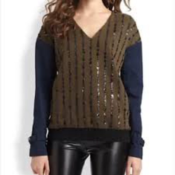 Sachin + Babi Sweaters - Sachin+Babi Oversized Sequin Night Out Military Inspired Pullover Sweater Sz M